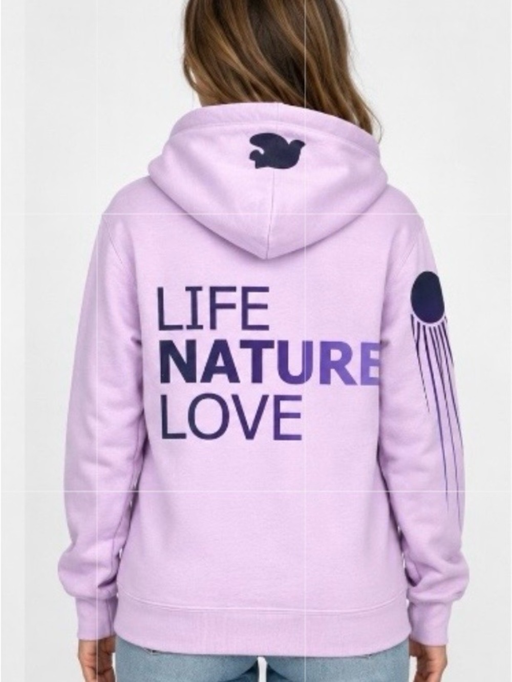 FreeCity Vintage Superfluff Lux ‘Life Nature Love’ Graphic Hoodie in Pink Size 2